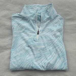 Orvis Sky Blue Patterned Pullover quarter zip size medium